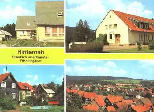 Ansichtskarte, Hinternah, Kr. Suhl, 4 Abb., u.a. Heim "F. List"