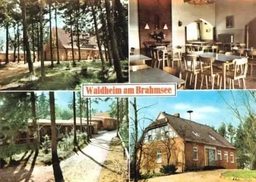 Ansichtskarte, Brahmsee Post Nortorf i. Holst., Ev. Jugendheim am Brahmsee, 4 Abb., um 1980