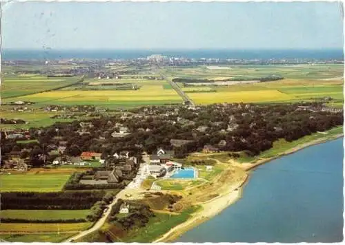 AK, Keitum auf Sylt, Luftbild, Im Hintergrund Westerland, 1971