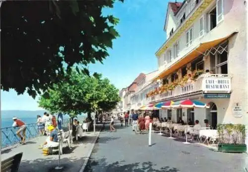 AK, Meersburg Bodensee, Strandpromenade, belebt, 1986