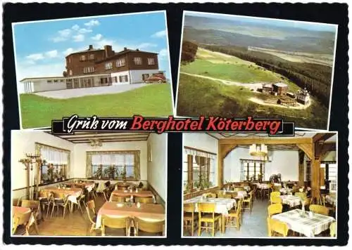 Ansichtskarte, Lügde - Köterberg, Gruß vom Berghotel Köterberg, vier Abb., 1964