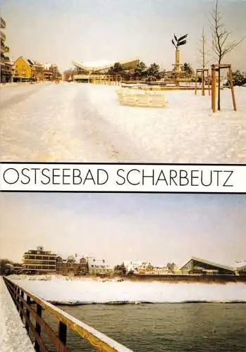 Ansichtskarte, Ostseeheilbad Scharbeutz, zwei Winteransichten, um 1988