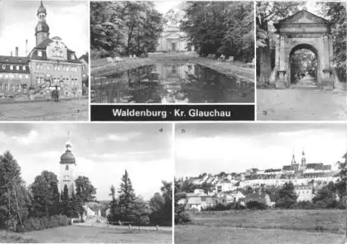 Ansichtskarte, Waldenburg Kr. Glauchau, fünf Abb., 1983