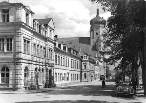 AK, Marienberg Sachs., Straßenpartie am Markt, 1964