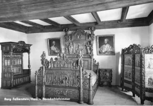 AK, Burg Falkenstein Harz, Barockschlafzimmer, 1982