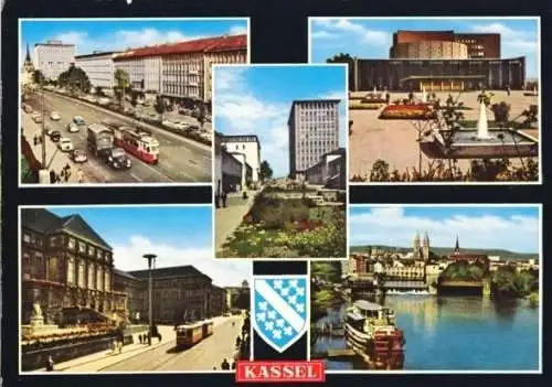 AK, Kassel, fünf innerstädt. Motive, um 1970