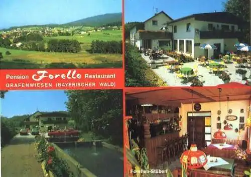 Ansichtskarte, Grafenwiesen, Pension "Forelle", 4 Abb., ca. 1980