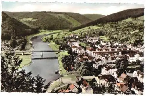 Ansichtskarte, Karlshafen Weser, Teilübersicht, um 1960