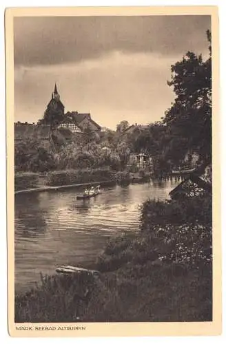 AK, Altruppin, Teilansicht mit Rhin und Kirche, um 1935