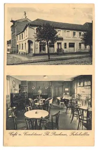 AK, Fehrbellin, Café und Conditorei Rachner, zwei Abb., um 1920