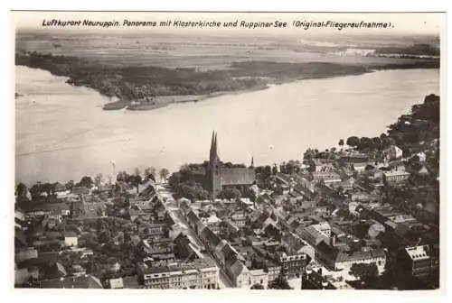 AK, Neuruppin, Luftbildansicht mit Klosterkirche, Ruppiner See und Lanke, 1930