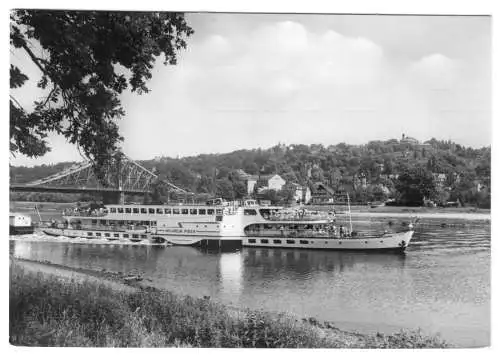 AK, Dresden, Partie am Blauen Wunder mit Raddampfer "Wilhelm Pieck", 1978