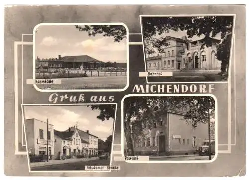 AK, Michendorf bei Potsdam, vier Abb., gestaltet, 1964