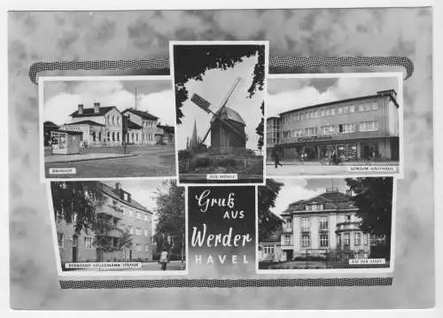 AK, Werder Havel, fünf Abb., gestaltet, u.a. Bahnhof, 1966