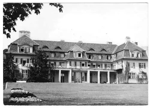 AK, Neu Fahrland bei Potsdam, Sanatorium "H. Heine", Ansicht Gartenseite, 1957