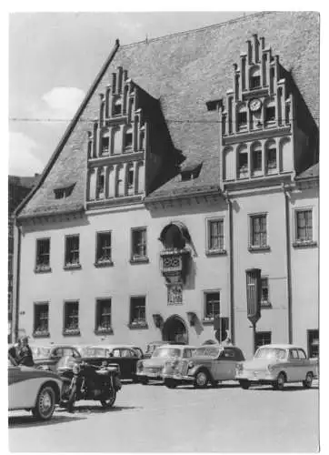 Ansichtskarte, Meißen, Rathaus, zeitgen. Kfz, 1963