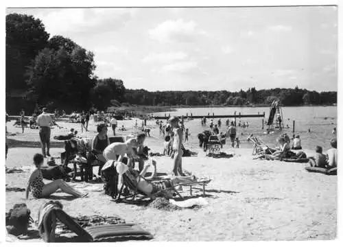 AK, Ferch Kr. Potsdam, Badestrand, belebt, 1968