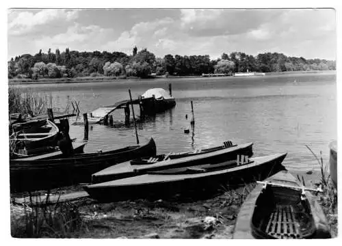 AK, Ferch Kr. Potsdam, Am Schwielowsee mit Booten und Stegen, 1961