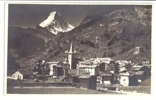 AK, Zermatt, VS, Teilansicht mit Matterhorn, um 1935