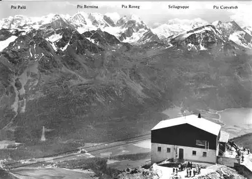 Ansichtskarte, St. Moritz, GR, Blick v.d. Bergstation Piz Nair zur Berninagruppe, 1957