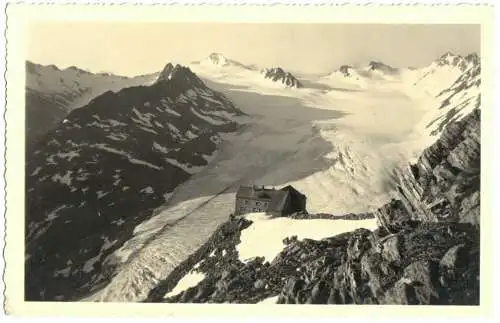 Ansichtskarte, Ramolhaus und großer Gurgler Gletscher, um 1939