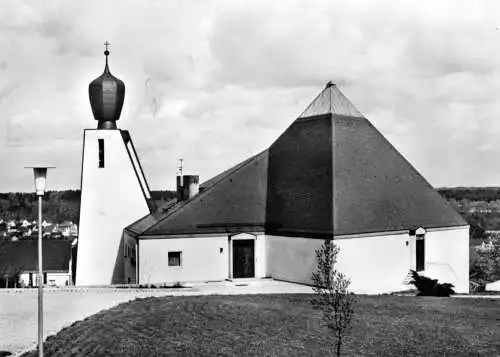 Ansichtskarte, Burgkirchen Alz, Ev. Friedenskirche, um 1968