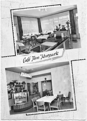 AK, Bad Grund Harz, Café und Restaurant "Am Kurpark", zwei Abb., um 1970