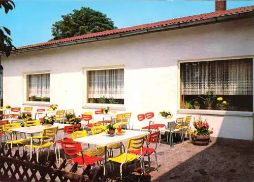 Ansichtskarte, Steinwand Rhön, Gasthaus "Zur Steinwand", Terrasse, um 1988