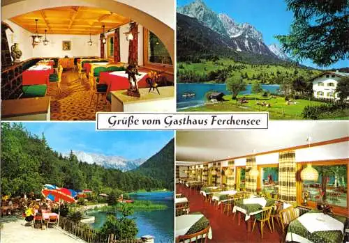 Ansichtskarte, Mittenwald, Gasthaus Ferchensee, vier Abb., 2000