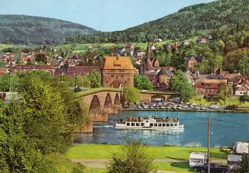 Ansichtskarte, Miltenberg am Main, Teilansicht über den Main, um 1978