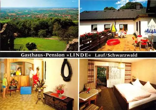 Ansichtskarte, Lauf im Schwarzw., Pension "Linde", vier Abb., um 1978