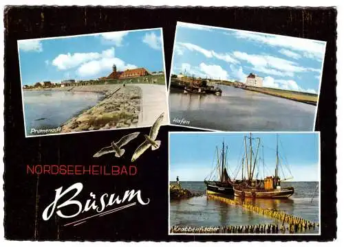 AK, Büsum, drei Abb., gestaltet, 1961