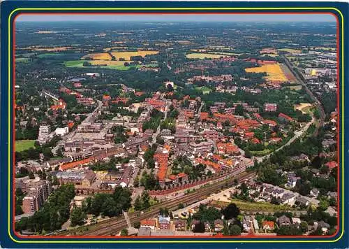 AK, Ahrensburg, Luftbildansicht mit Bahnlinie, 1995