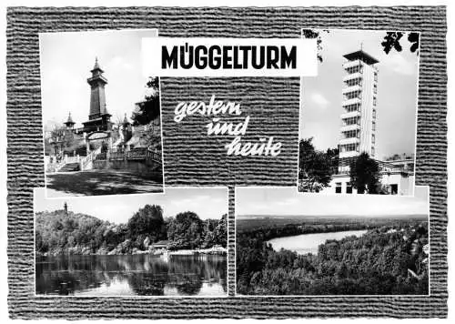 AK, Berlin Köpenick, Müggelturm gestern und heute, vier Abb., gestaltet, 1962