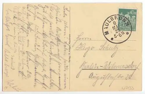 AK, Maulbronn, Kloster, nach einem alten Stich, 1923