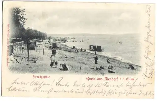 AK, Ostseebad Niendorf, Strandpartie belebt, 1901