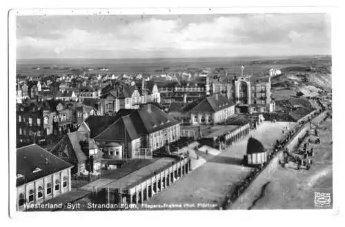 AK, Westerland Sylt, Strandanlagen, Luftbildansicht, um 1938