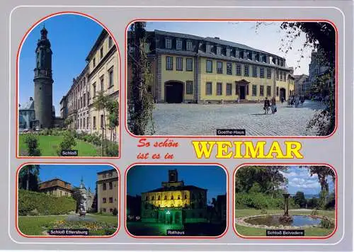 Ansichtskarte, Weimar, fünf Abb., um 1999