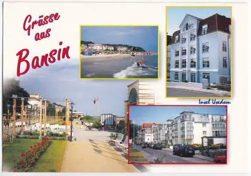 Ansichtskarte, Seebad Bansin auf Usedom, vier Abb., 2002