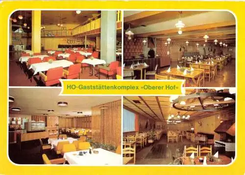 Ansichtskarte, Oberhof Kr. Suhl, HO-Gaststättenkomplex "Oberer Hof", vier Abb., 1983