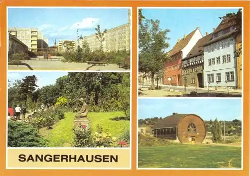 Ansichtskarte, Sangerhausen, vier Abb., um 1989