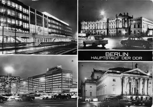 AK, Berlin Mitte, vier Nachtansichten, 1978