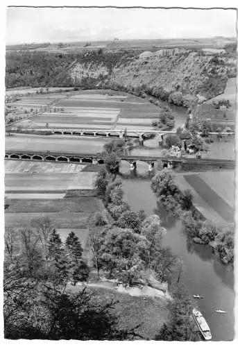 Ansichtskarte, Bad Kösen, Blick von der Rudelsburg auf die Saale, 1965