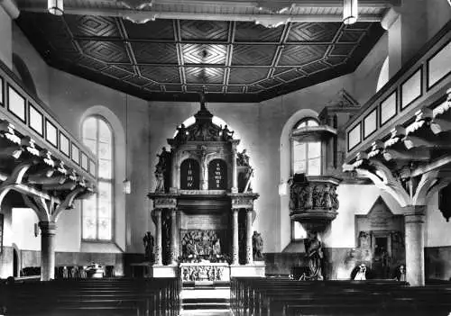 Ansichtskarte, Bad Schandau, St. Johanniskirche, Innenansicht mit Altar, 1971