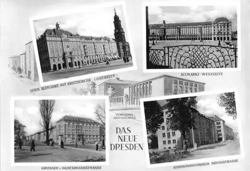 Ansichtskarte, Dresden, Das Neue Dresden - fünf Abb., gestaltet, 1965