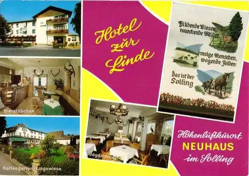 AK, Holzminden - Neuhaus im Solling, Hotel zur Linde, fünf Abb., gestaltet, 1976