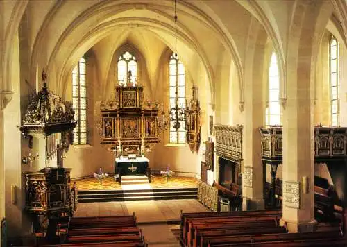 Ansichtskarte, Hornburg, Ev. luth. Kirche Beatae Mariae Virginis, innen, Vers. 1, um 1980