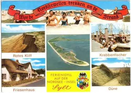 Ansichtskarte, Insel Sylt, sechs Abb., gestaltet, um 1985