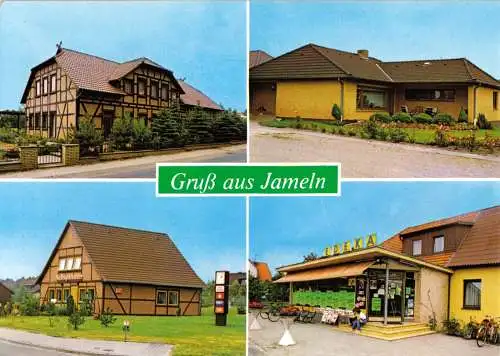 Ansichtskarte, Jameln Kr. Lüchow, vier Abb., Kaufhaus H. Busse, um 1982