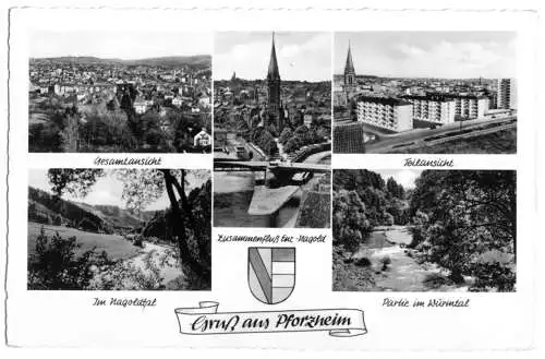 AK, Pforzheim, fünf Abb., gestaltet, Gruß aus Pforzheim, 1961